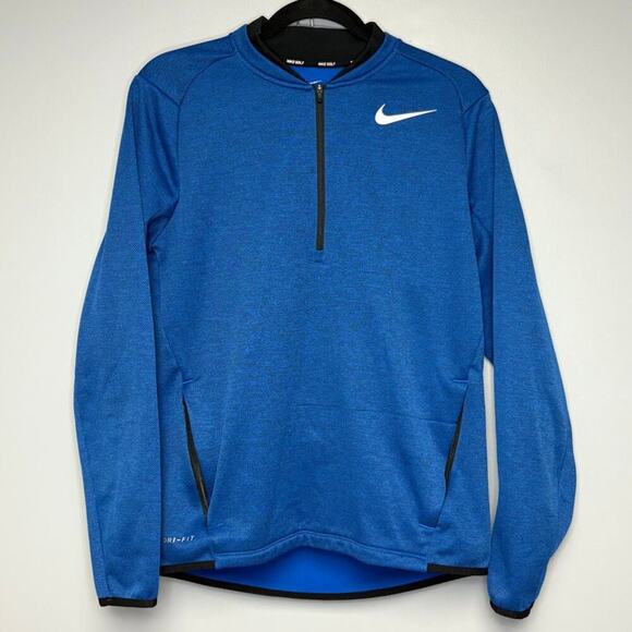 Nike Golf Outdoor Sports Dri-Fit 1/4 Zip Blue Fleece Pullover Mens Sz S - Picture 1 of 6